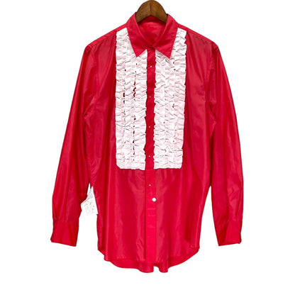 Comme des Garcons 99SS Red Frill Nylon Bib Shirt Size S