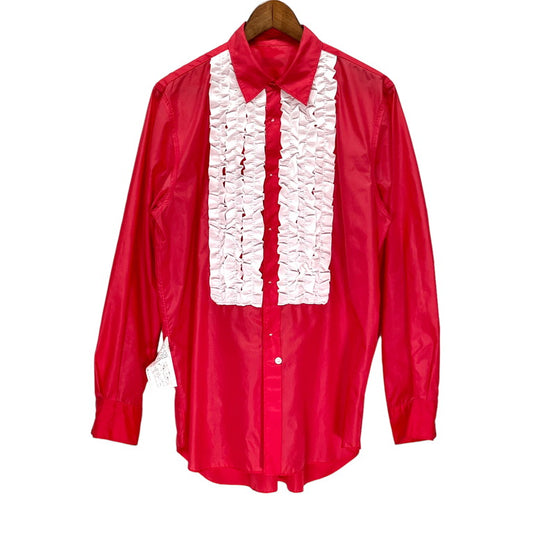 Comme des Garcons 99SS Red Frill Nylon Bib Shirt Size S