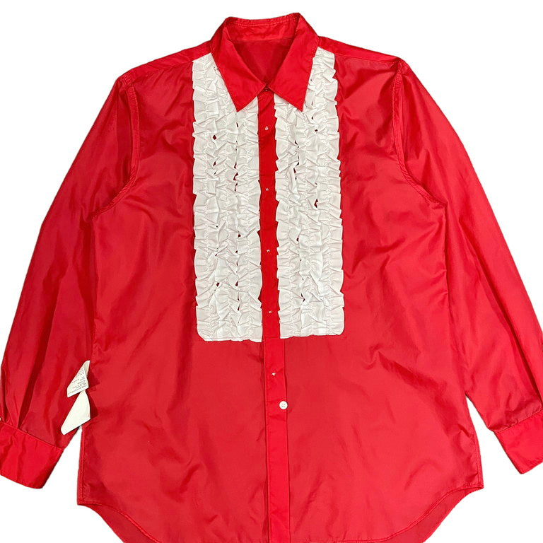 Comme des Garcons 99SS Red Frill Nylon Bib Shirt Size S