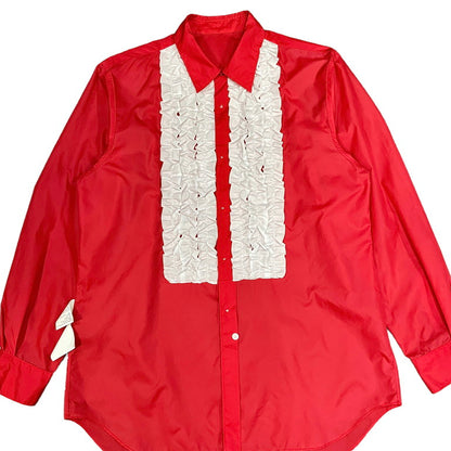 Comme des Garcons 99SS Red Frill Nylon Bib Shirt Size S