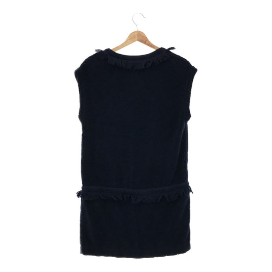 CHANEL Navy Terry Fringe Tank Top Italy Size 38