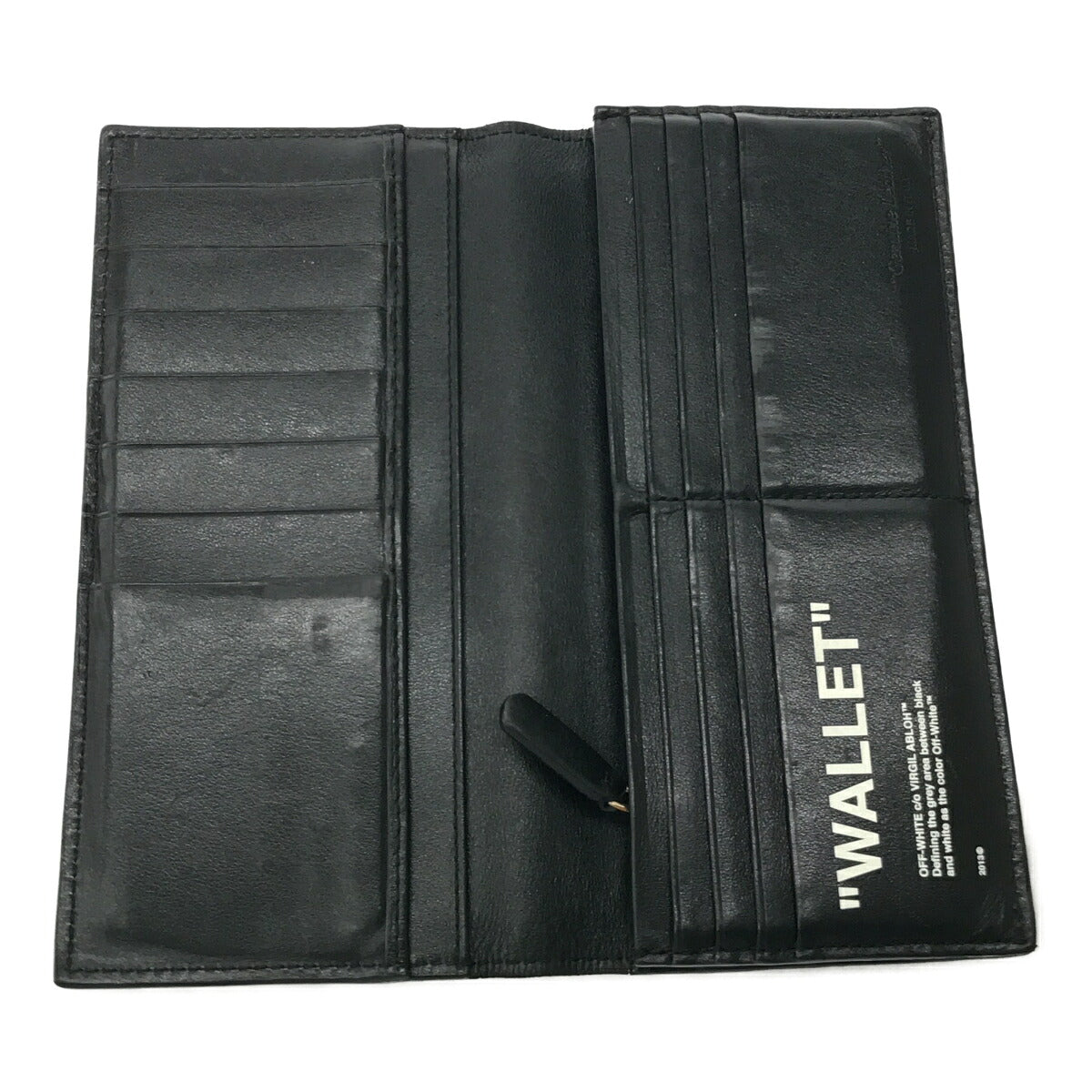 Off-White Quote Long Leather Wallet Black Size ONE SIZE