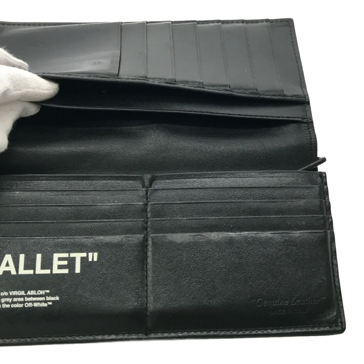 Off-White Quote Long Leather Wallet Black Size ONE SIZE