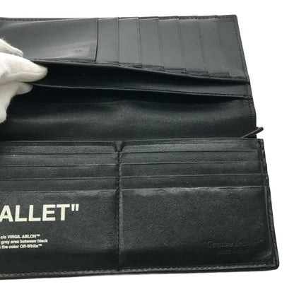 Off-White Quote Long Leather Wallet Black Size ONE SIZE