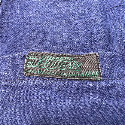 Vintage 40s French Fireman Indigo Cotton Twill Jacket Size L
