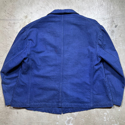Vintage 40s French Fireman Indigo Cotton Twill Jacket Size L