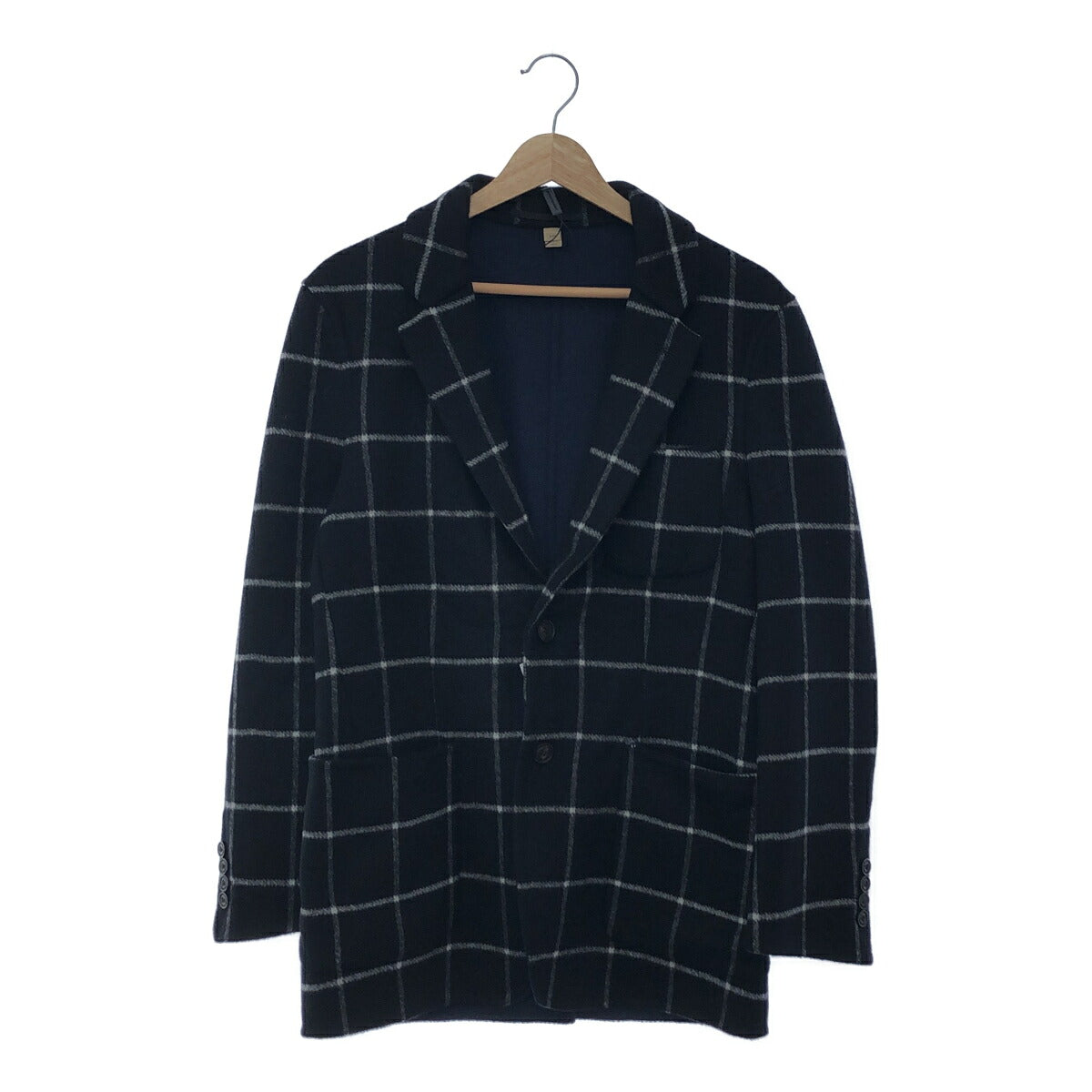 Burberry Black Check Cashmere Tailored Jacket Size 44R