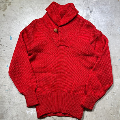 Unknown 30s Low Gauge Wool Shawl Collar Sweater Red Size S