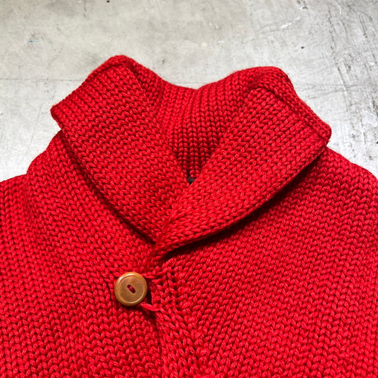 Unknown 30s Low Gauge Wool Shawl Collar Sweater Red Size S