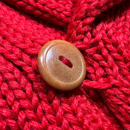Unknown 30s Low Gauge Wool Shawl Collar Sweater Red Size S