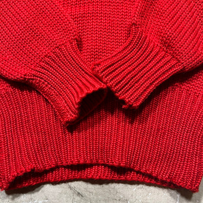Unknown 30s Low Gauge Wool Shawl Collar Sweater Red Size S