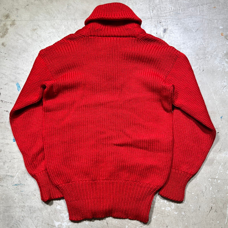 Unknown 30s Low Gauge Wool Shawl Collar Sweater Red Size S