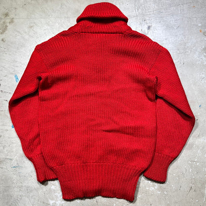 Unknown 30s Low Gauge Wool Shawl Collar Sweater Red Size S