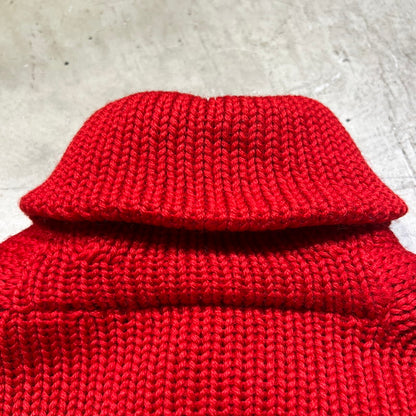 Unknown 30s Low Gauge Wool Shawl Collar Sweater Red Size S