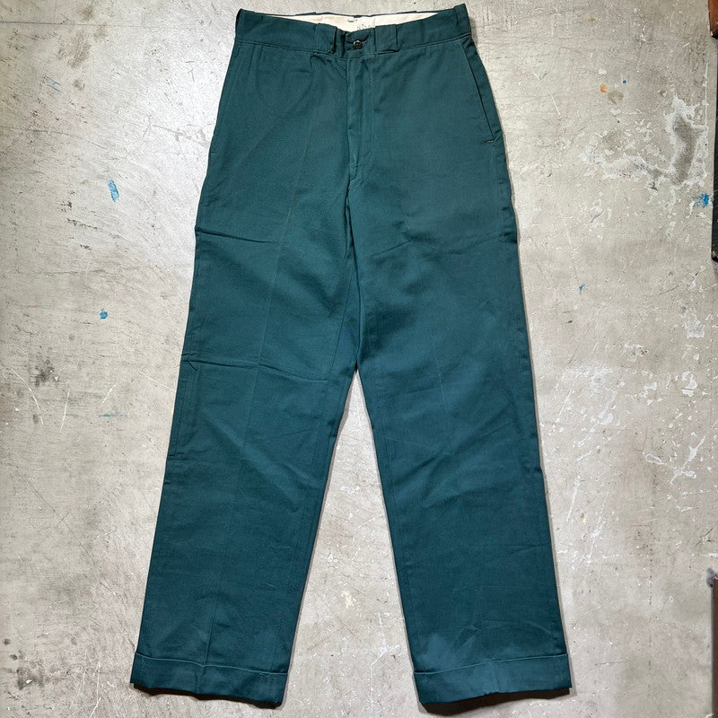 TEST 50s Cotton Twill Work Trousers Dark Green Size W29