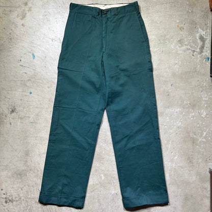 TEST 50s Cotton Twill Work Trousers Dark Green Size W29