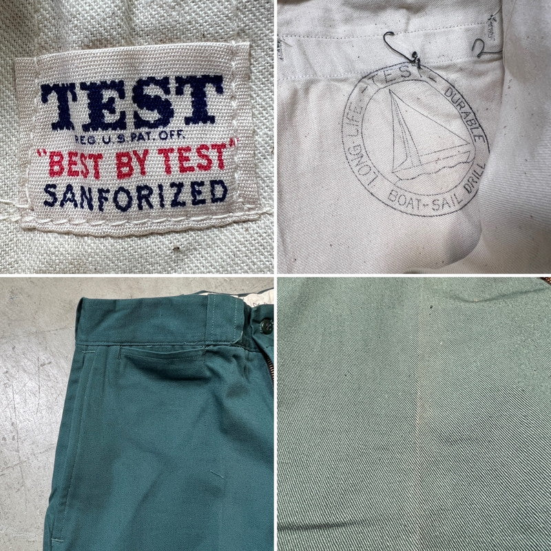 TEST 50s Cotton Twill Work Trousers Dark Green Size W29