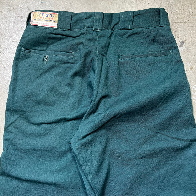 TEST 50s Cotton Twill Work Trousers Dark Green Size W29