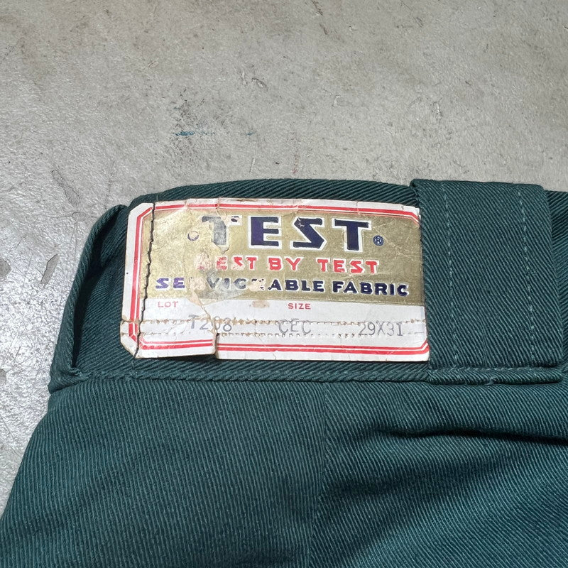 TEST 50s Cotton Twill Work Trousers Dark Green Size W29
