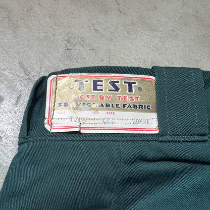 TEST 50s Cotton Twill Work Trousers Dark Green Size W29
