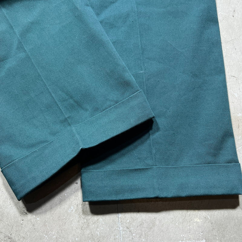 TEST 50s Cotton Twill Work Trousers Dark Green Size W29