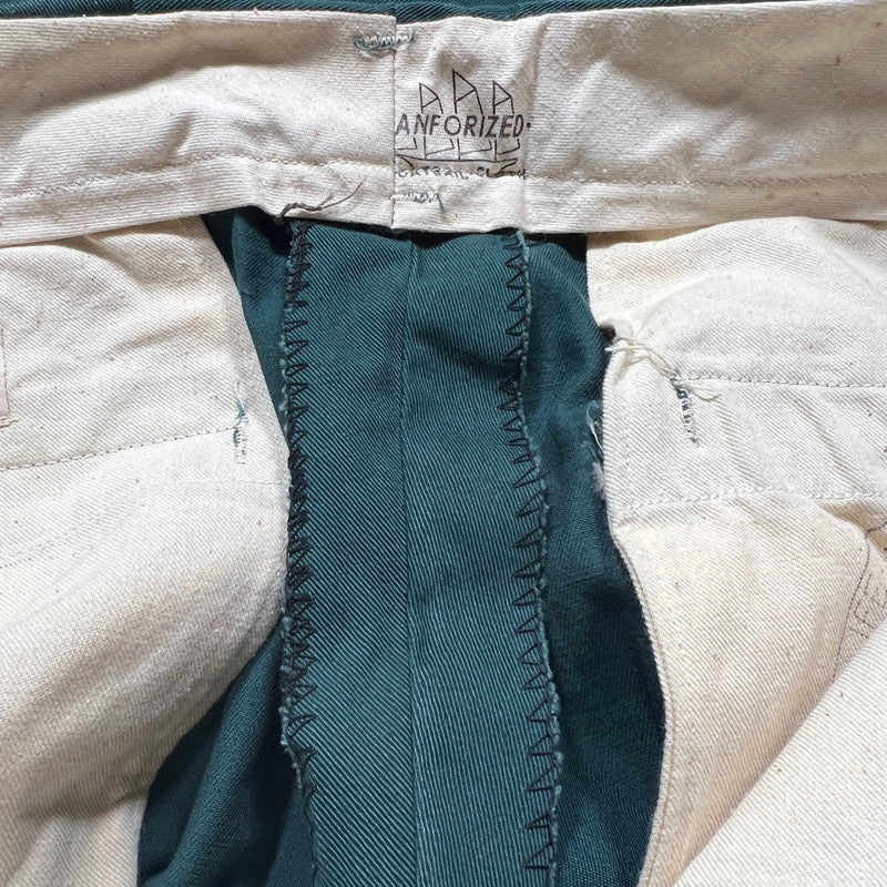 TEST 50s Cotton Twill Work Trousers Dark Green Size W29