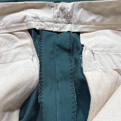 TEST 50s Cotton Twill Work Trousers Dark Green Size W29