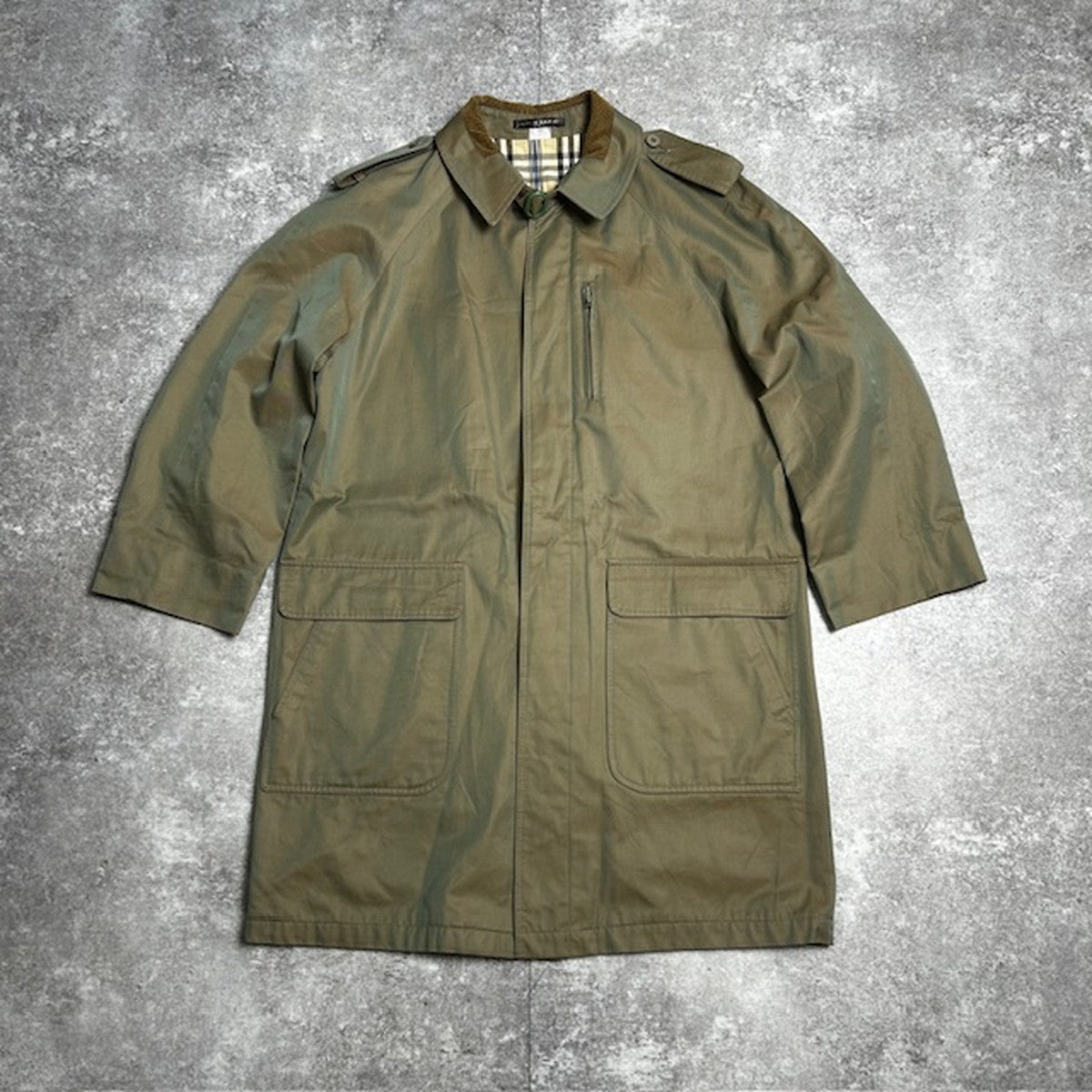 BARACUTA Made in England Corduroy Collar Coat Green Size L