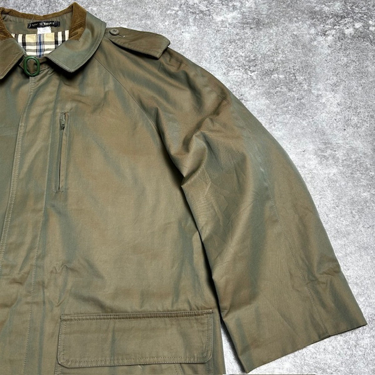 BARACUTA Made in England Corduroy Collar Coat Green Size L