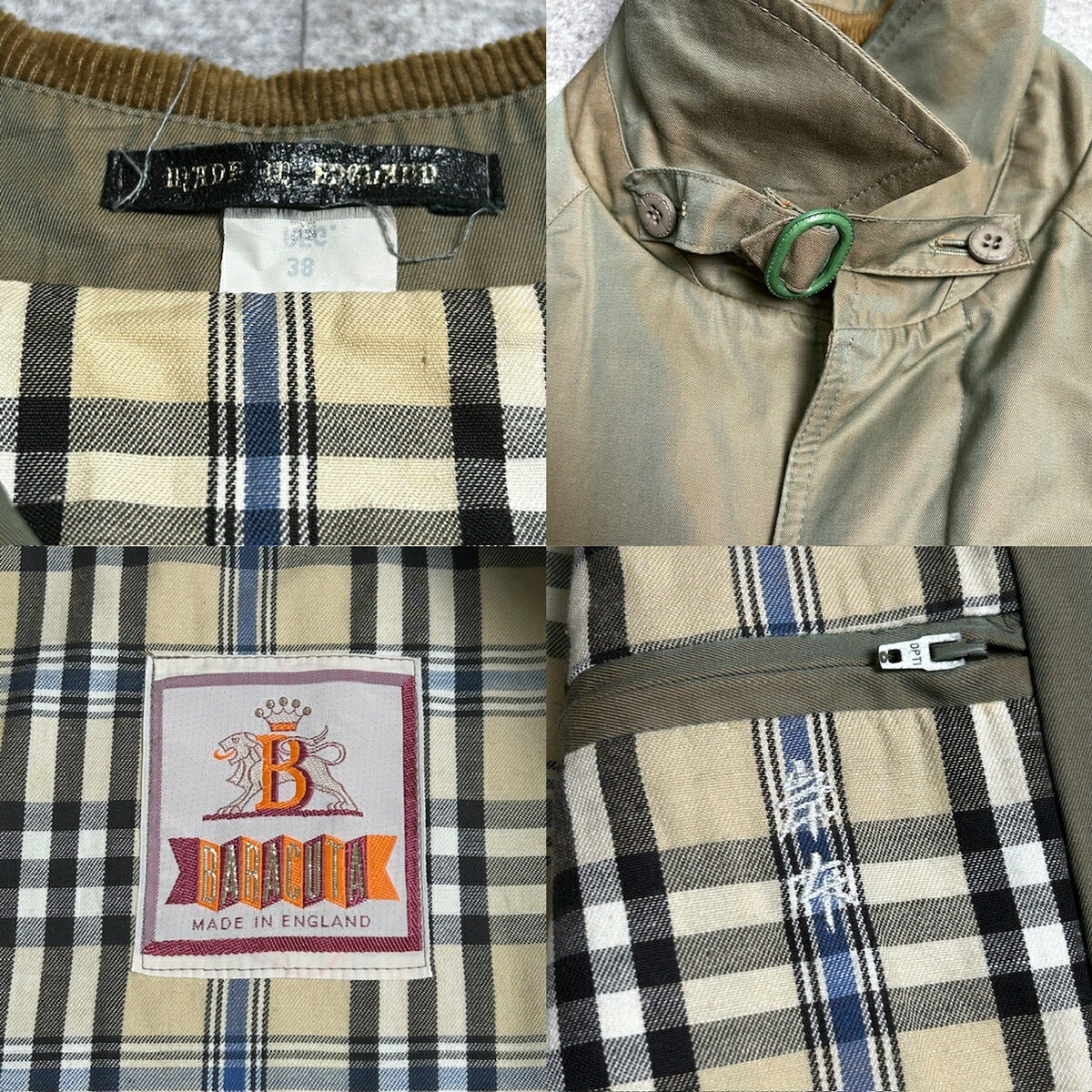 BARACUTA Made in England Corduroy Collar Coat Green Size L