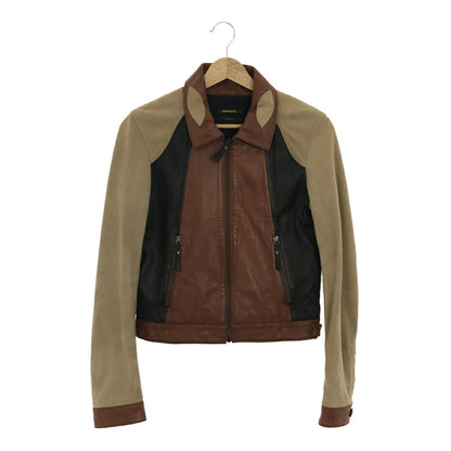 DIESEL Black Gold Suede Sleeve Leather Riders Jacket Size S