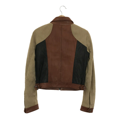 DIESEL Black Gold Suede Sleeve Leather Riders Jacket Size S