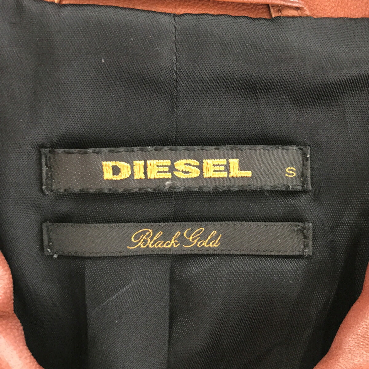 DIESEL Black Gold Suede Sleeve Leather Riders Jacket Size S