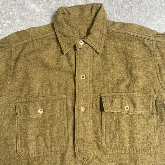 US ARMY 30s Vintage Elbow Patch Wool Pullover Khaki Size M
