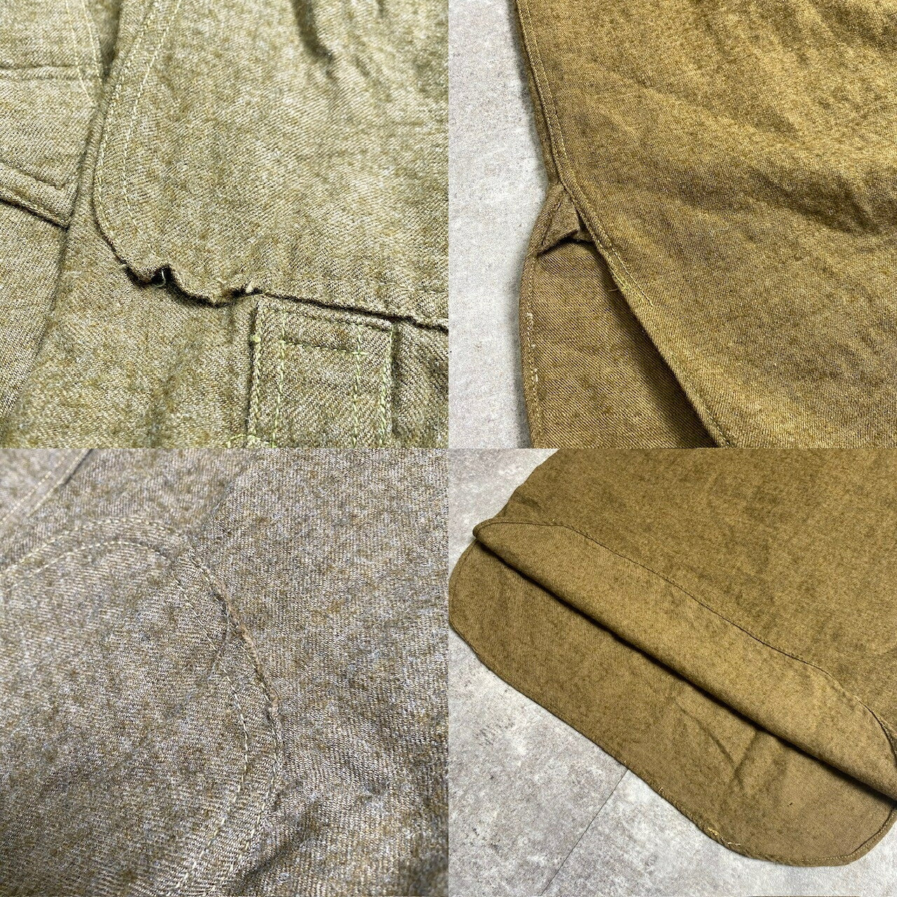 US ARMY 30s Vintage Elbow Patch Wool Pullover Khaki Size M
