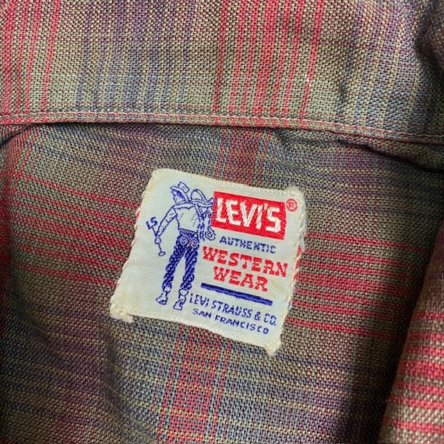 Vintage Levi's 60s Plaid Western Shirt Collar Stays Size M