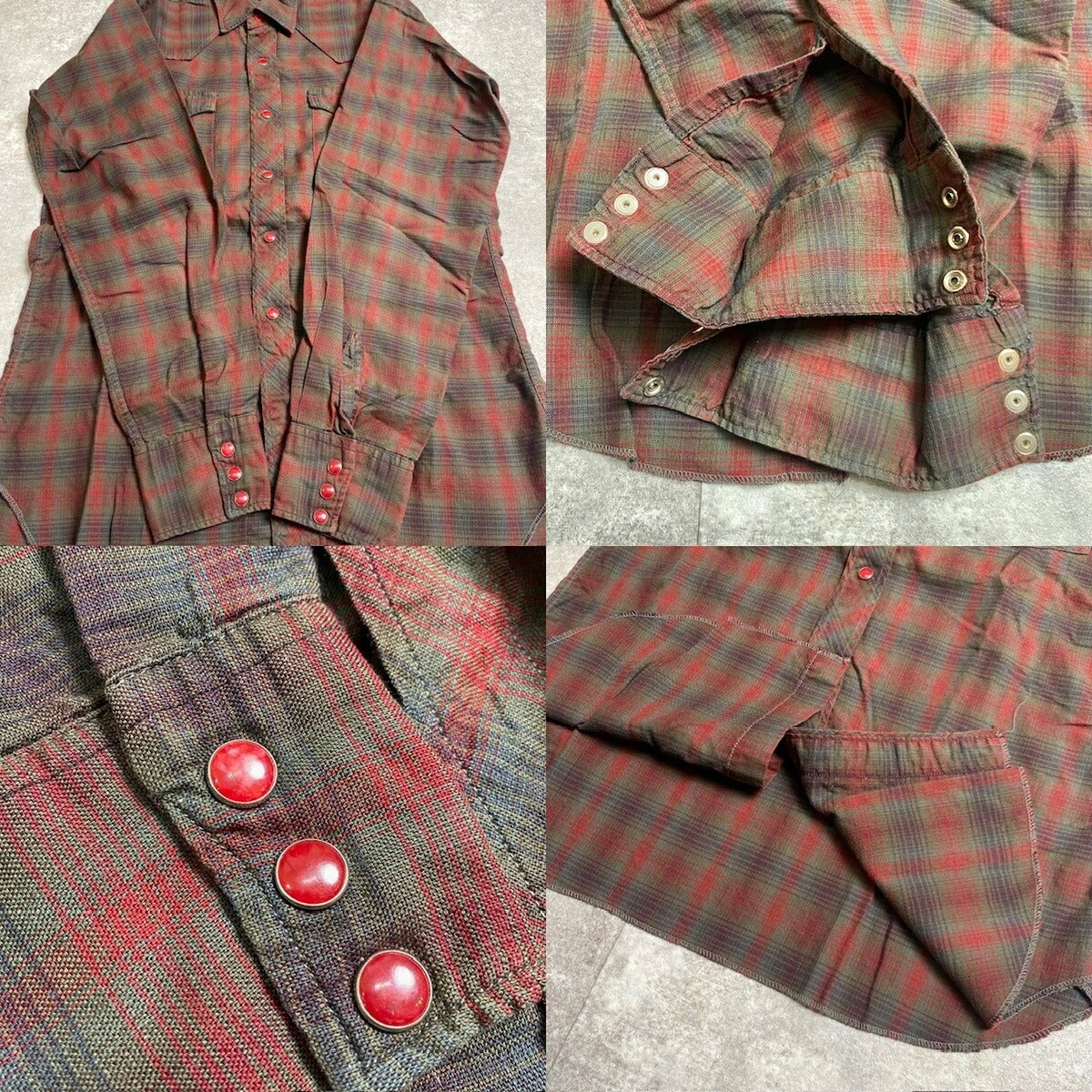Vintage Levi's 60s Plaid Western Shirt Collar Stays Size M