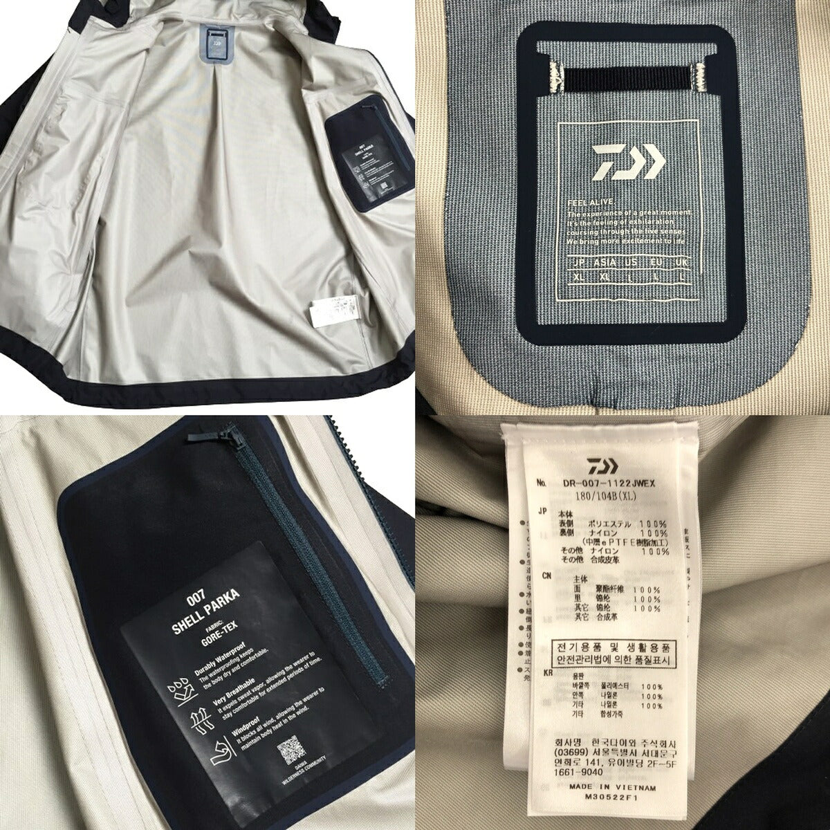 DAIWA LIFESTYLE GORE-TEX Hardshell Parka Navy Size XL