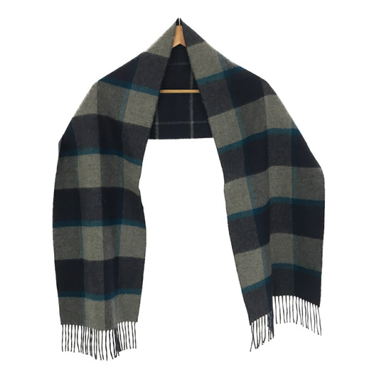 Johnstons of Elgin Blue 100% Check Scarf