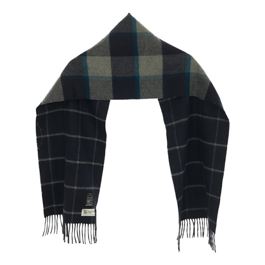 Johnstons of Elgin Blue 100% Check Scarf
