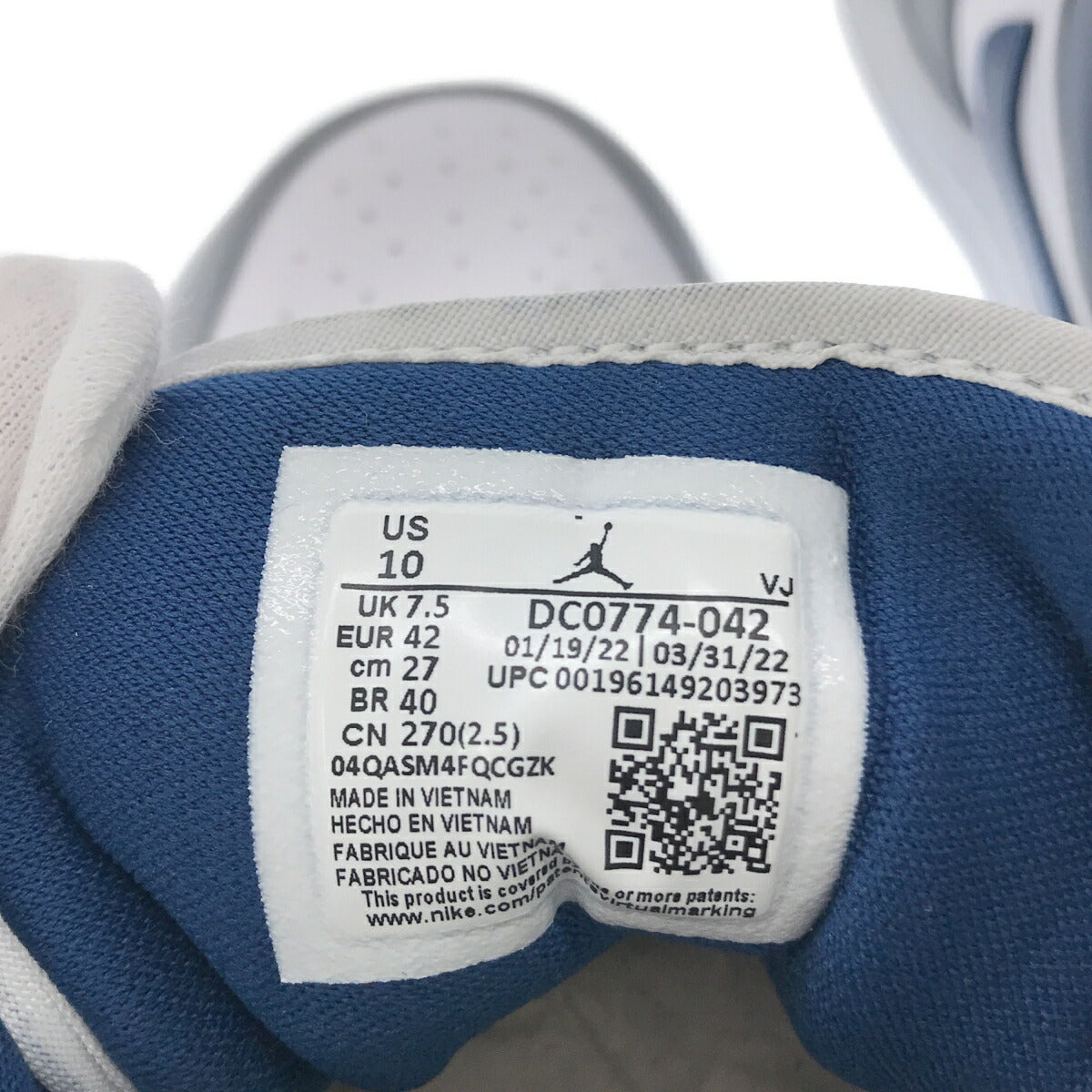 NIKE Air Jordan 1 Low Stealth French Blue Sneakers Size 27cm