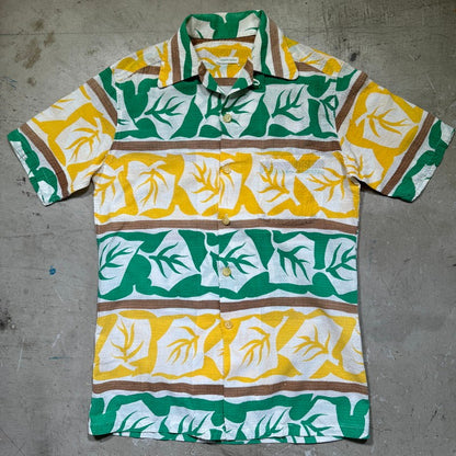 Unknown 50s Botanical Cotton Hawaiian Shirt Size S