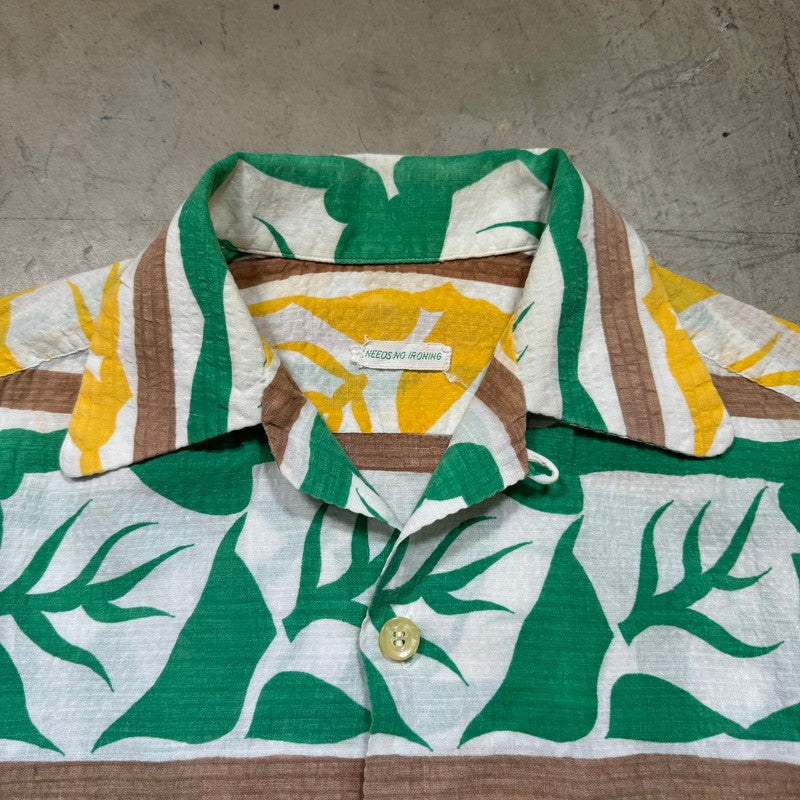 Unknown 50s Botanical Cotton Hawaiian Shirt Size S