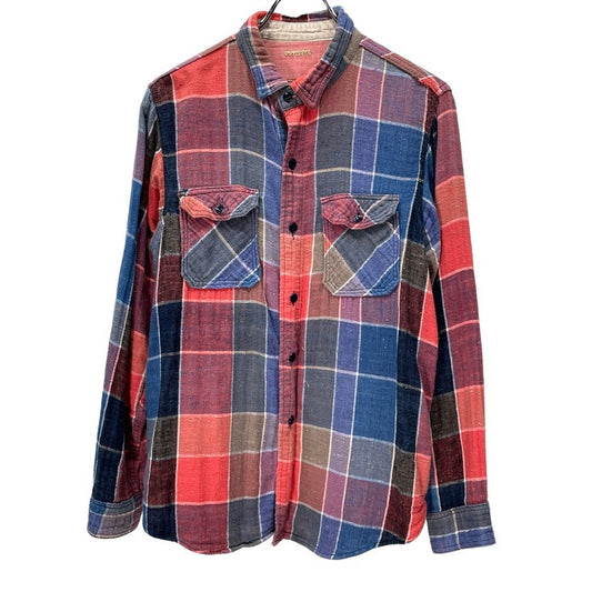 Kapital Vintage Red Double Gauze Check Work Shirt Size 2