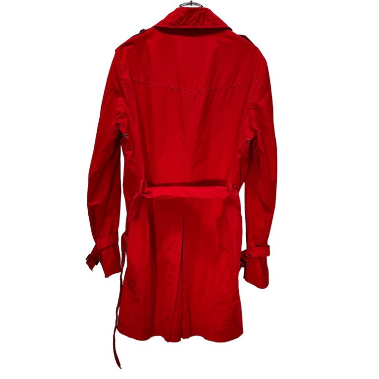 Emporio Armani Red Cotton Nylon Belted Trench Coat Size 48