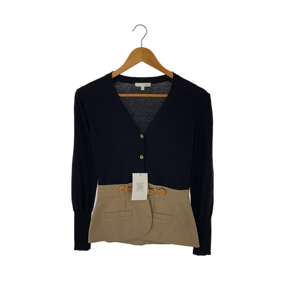 Paule Ka Black Beige Knit Docking Jacket Size S