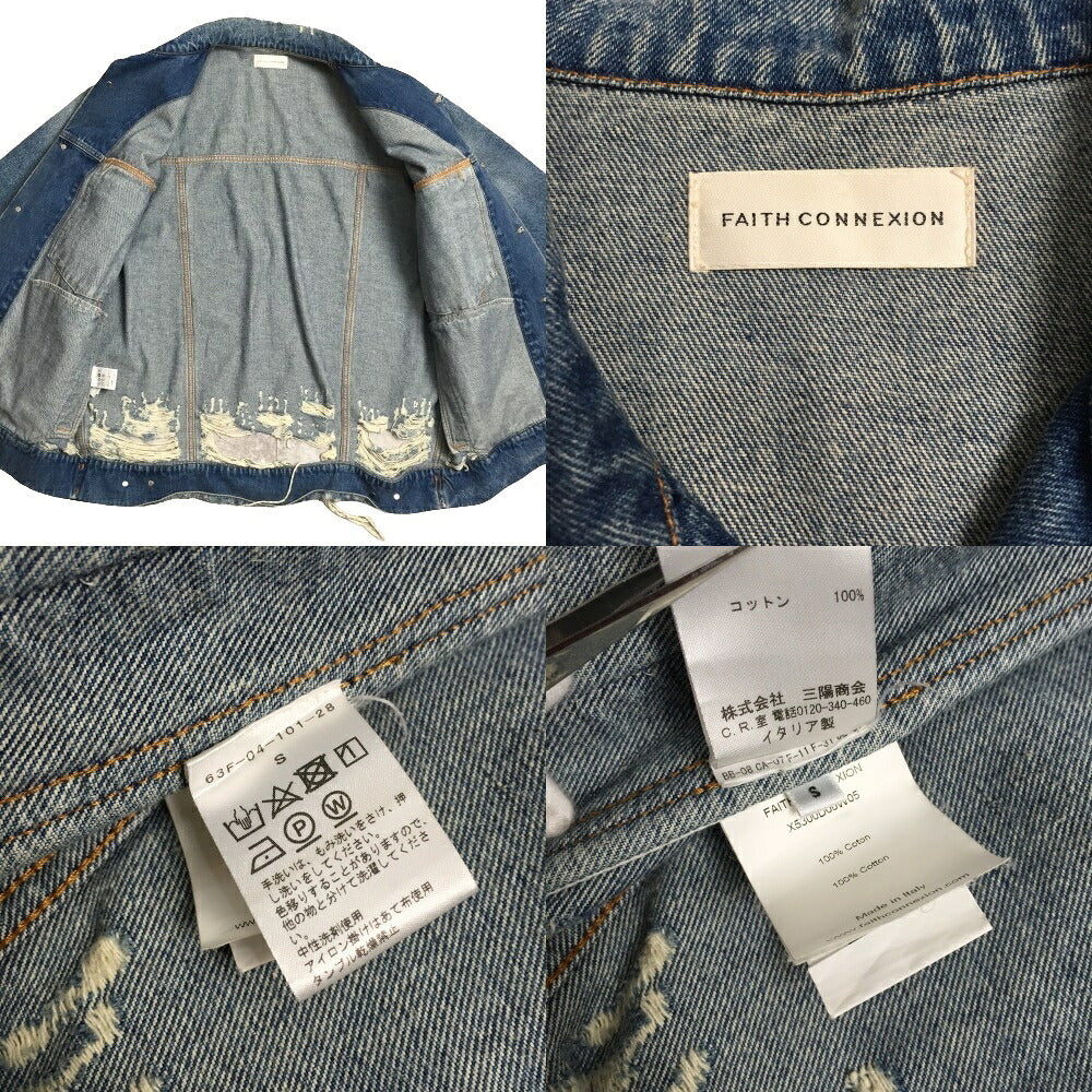 FAITH CONNEXION Oversized Distressed Jacket Blue Size S