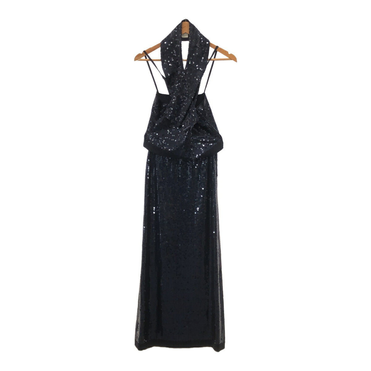PIAZZA SEMPIONE Navy Sequin Camisole Dress Size 46