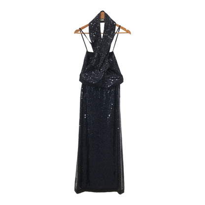 PIAZZA SEMPIONE Navy Sequin Camisole Dress Size 46