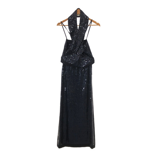 PIAZZA SEMPIONE Navy Sequin Camisole Dress Size 46
